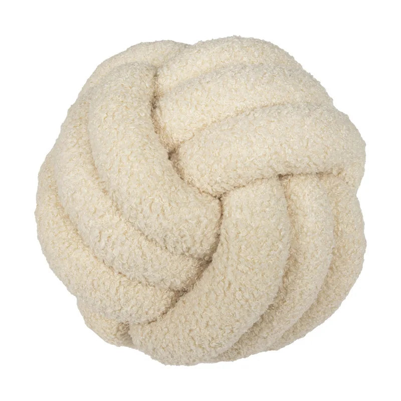 Hand-Knotted Lamb Pillow | Braided Spherical Cushion with Plush Fleece for Sofa and Bed