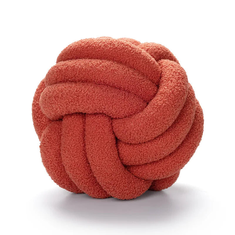 Hand-Knotted Lamb Pillow | Braided Spherical Cushion with Plush Fleece for Sofa and Bed