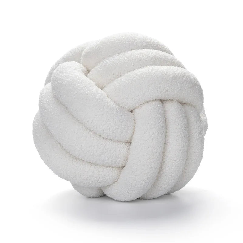 Hand-Knotted Lamb Pillow | Braided Spherical Cushion with Plush Fleece for Sofa and Bed