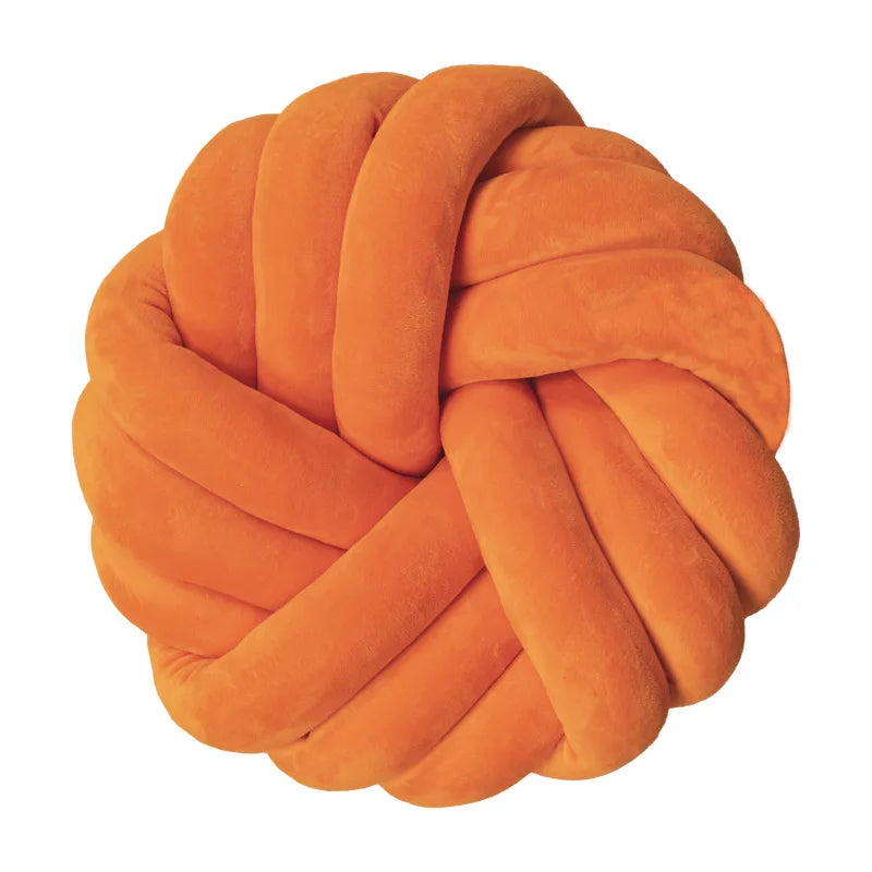 Cream Coffee Knot Pillow Ball Large Decorative Throw Pillows Velvet Round Knotted Pillow for Home Bed Room Couch Decor Office