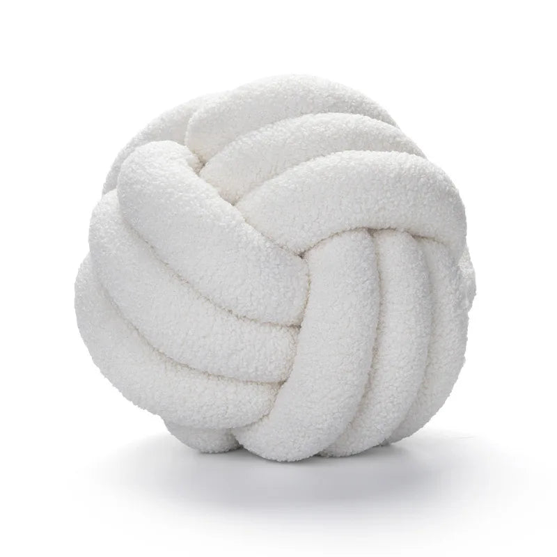 Hand-Knotted Lamb Pillow | Braided Spherical Cushion with Plush Fleece for Sofa and Bed