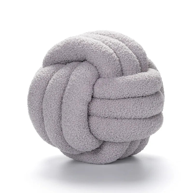 Hand-Knotted Lamb Pillow | Braided Spherical Cushion with Plush Fleece for Sofa and Bed