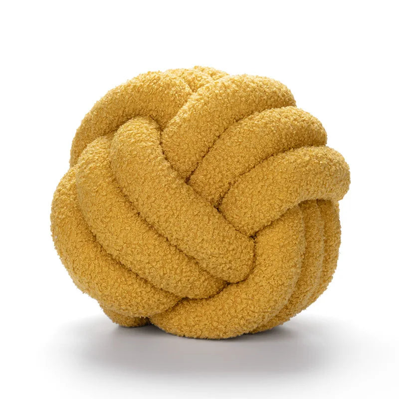 Hand-Knotted Lamb Pillow | Braided Spherical Cushion with Plush Fleece for Sofa and Bed
