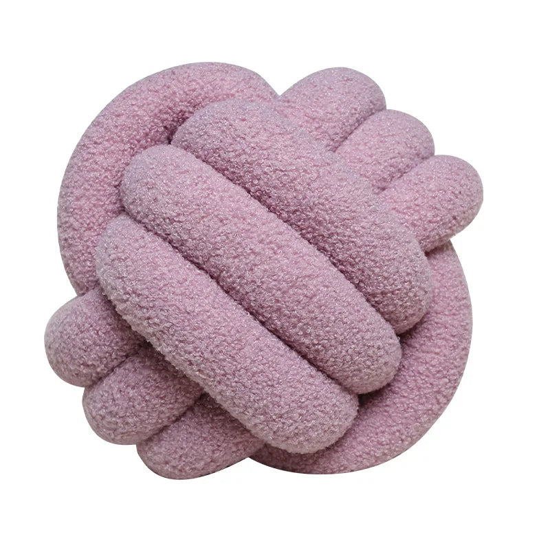 Hand-Knotted Lamb Pillow | Braided Spherical Cushion with Plush Fleece for Sofa and Bed
