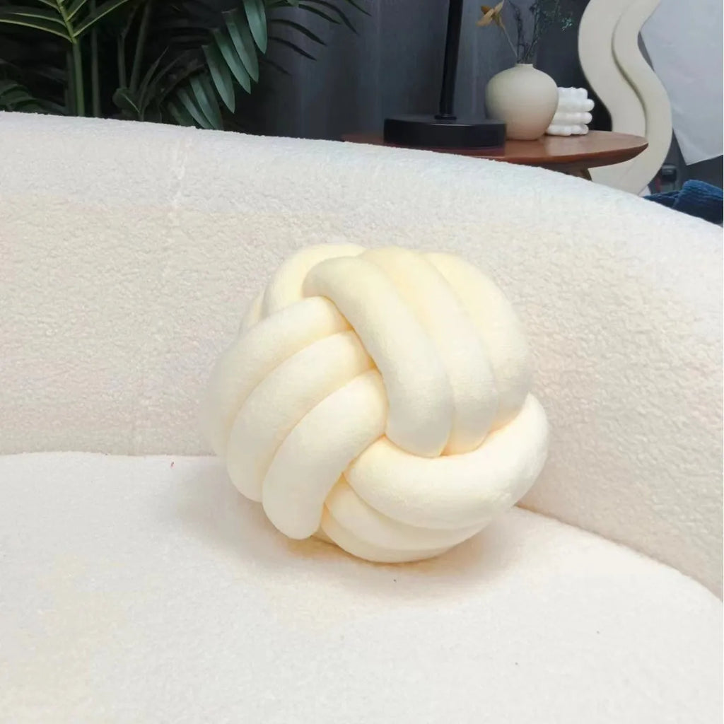 Braided Cord Knot Ball Cushion for Sofa Luxury Glossy Accent Pillow with Tassel Details, Bohemian Style Home Decor Throw Pillow