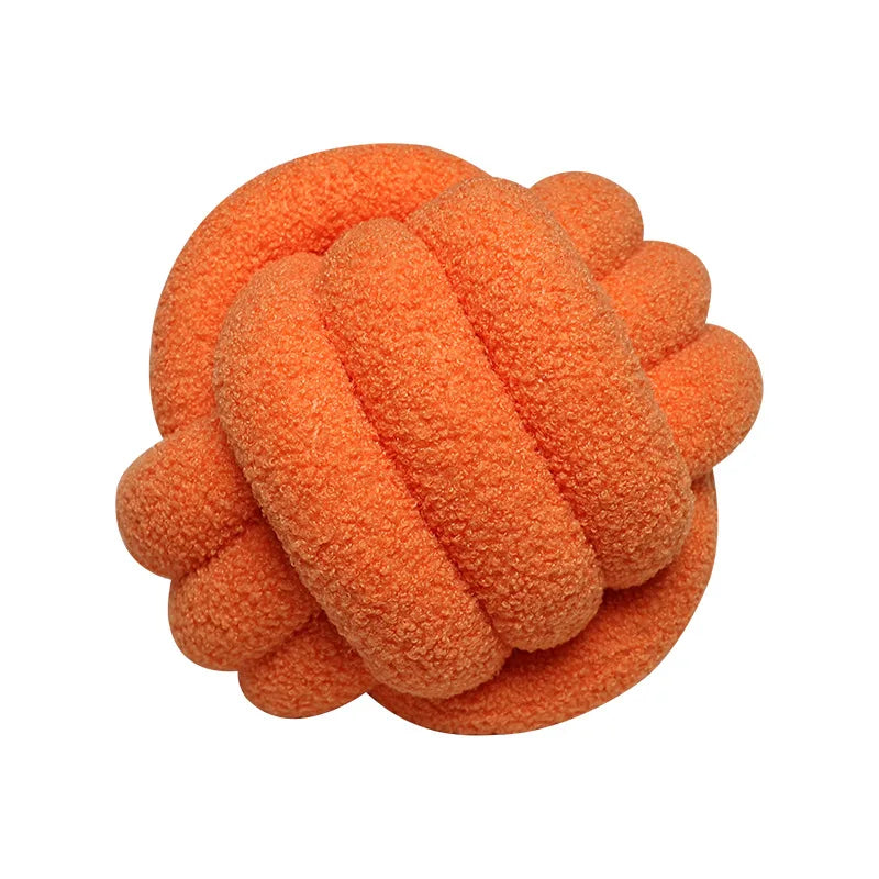 Hand-Knotted Lamb Pillow | Braided Spherical Cushion with Plush Fleece for Sofa and Bed