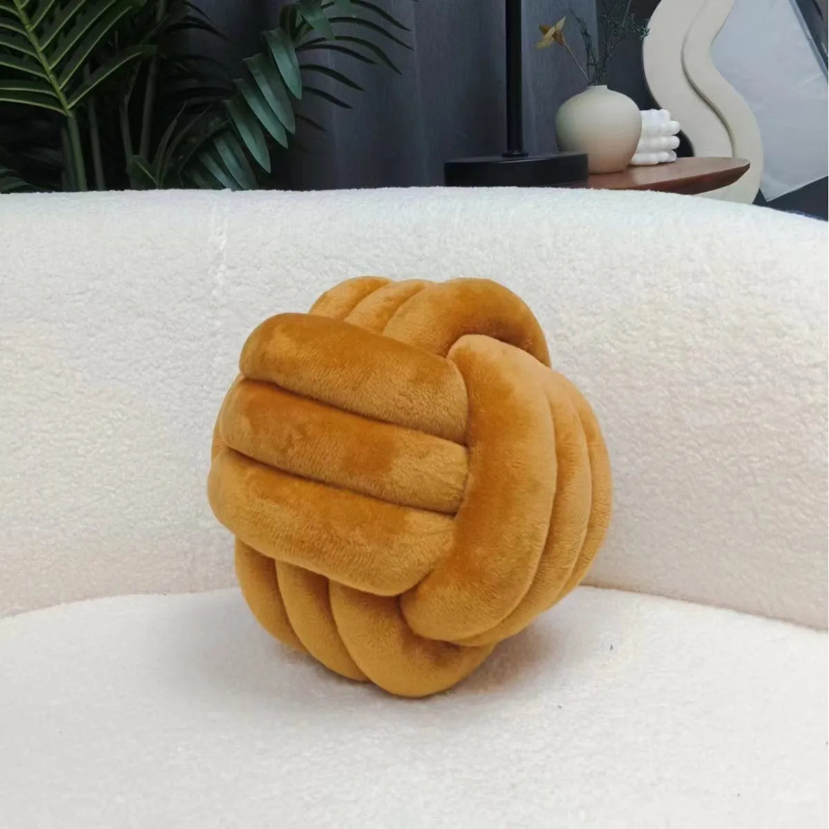 Braided Cord Knot Ball Cushion for Sofa Luxury Glossy Accent Pillow with Tassel Details, Bohemian Style Home Decor Throw Pillow